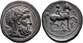KINGS OF MACEDON. Philip II, 359-336 BC. Tetradrachm (Silver, 26 mm, 13.92 g, 7 h), Amphipolis, struck under Kassander, circa 307-297. Laureate head o...