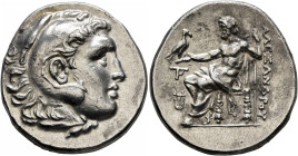 KINGS OF MACEDON. Alexander III ‘the Great’, 336-323 BC. Tetradrachm (Silver, 30 mm, 16.78 g, 12 h), Mytilene, circa 215-200. Head of Herakles to righ...