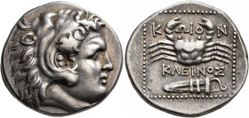ISLANDS OFF CARIA, Kos. Circa 285-258 BC. Tetradrachm (Silver, 27 mm, 15.13 g, 12 h), Kleinos, magistrate. Head of Herakles to right, wearing lion ski...