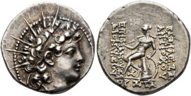 SELEUKID KINGS OF SYRIA. Antiochos VI Dionysos, 144-142 BC. Drachm (Silver, 18 mm, 4.07 g, 12 h), Antiochia on the Orontes, SE 170 = 143/2. Radiate an...