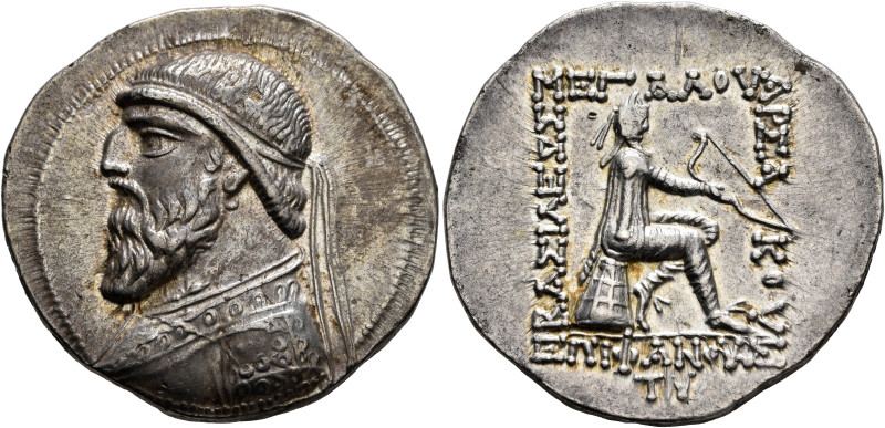 KINGS OF PARTHIA. Mithradates II, 121-91 BC. Tetradrachm (Silver, 32 mm, 15.73 g...