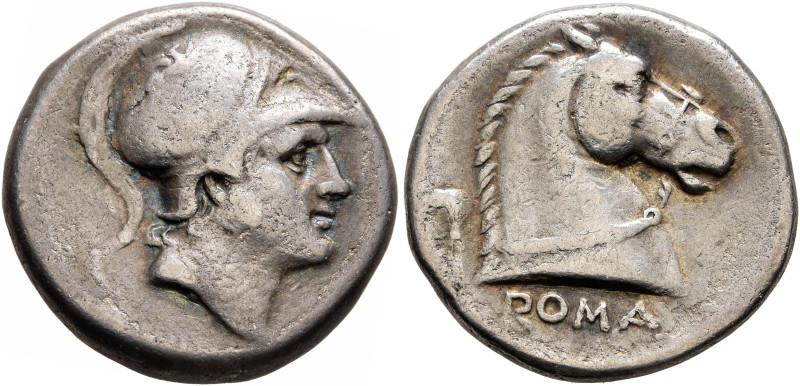 Anonymous, circa 240 BC. Didrachm (Silver, 19 mm, 6.33 g, 6 h), Rome. Head of yo...