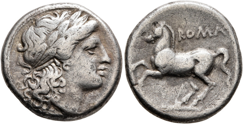 Anonymous, circa 235 BC. Didrachm (Silver, 19 mm, 6.31 g, 2 h), Rome. Laureate h...