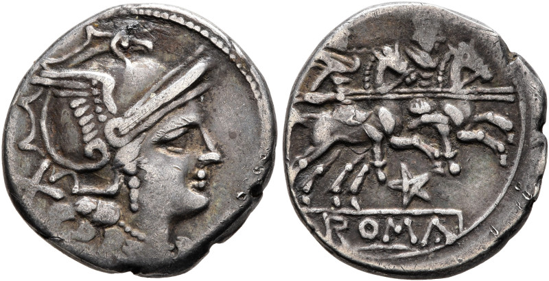 Anonymous, circa 206-200. Denarius (Silver, 17 mm, 3.31 g, 4 h), uncertain mint....