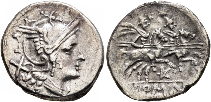 Anonymous, circa 206-200. Denarius (Silver, 19 mm, 2.83 g, 12 h), uncertain mint...
