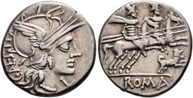 C. Antestius, 146 BC. Denarius (Silver, 18 mm, 3.44 g, 11 h), Rome. C•ANTESTI Head of Roma to right, wearing crested and winged helmet; to right, X (m...