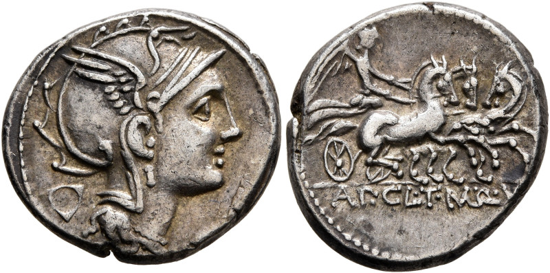 Appius Claudius Pulcher, T. Manlius Mancius and Q. Urbinius, 111-110 BC. Denariu...