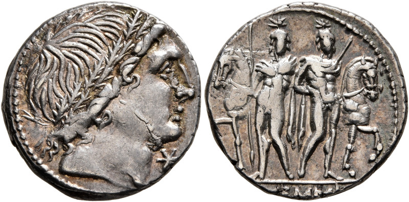 L. Memmius, 109-108 BC. Denarius (Silver, 18 mm, 3.91 g, 9 h), Rome. Male head t...