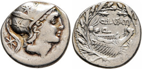 Q. Lutatius Cerco, 109-108 BC. Denarius (Silver, 18 mm, 3.87 g, 3 h), Rome. ROMA / CERCO Head of Roma to right, wearing crested helmet decorated with ...