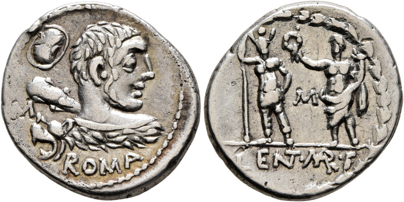 P. Cornelius Lentulus Marcellinus, 100 BC. Denarius (Silver, 19 mm, 3.81 g, 12 h...