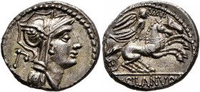 D. Silanus L.f, 91 BC. Denarius (Silver, 18 mm, 4.00 g, 7 h), Rome. Head of Roma to right, wearing winged helmet; behind, P. Rev. Victory in biga to r...