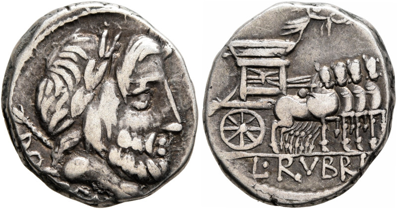 L. Rubrius Dossenus, 87 BC. Denarius (Silver, 16 mm, 3.80 g, 6 h), Rome. DOSSEN ...