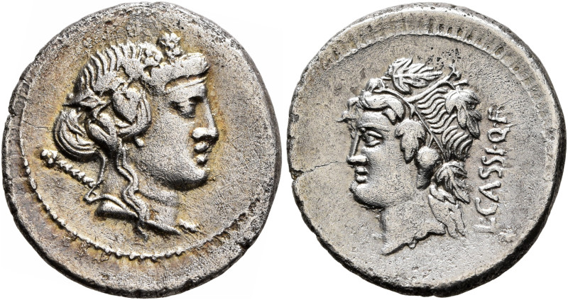 L. Cassius Q.f. Longinus, 78 BC. Denarius (Silver, 20 mm, 3.50 g, 6 h), Rome. He...