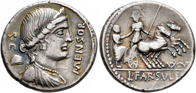 L. Farsuleius Mensor, 76 BC. Denarius (Silver, 18 mm, 3.87 g, 6 h), Rome. MENSOR...