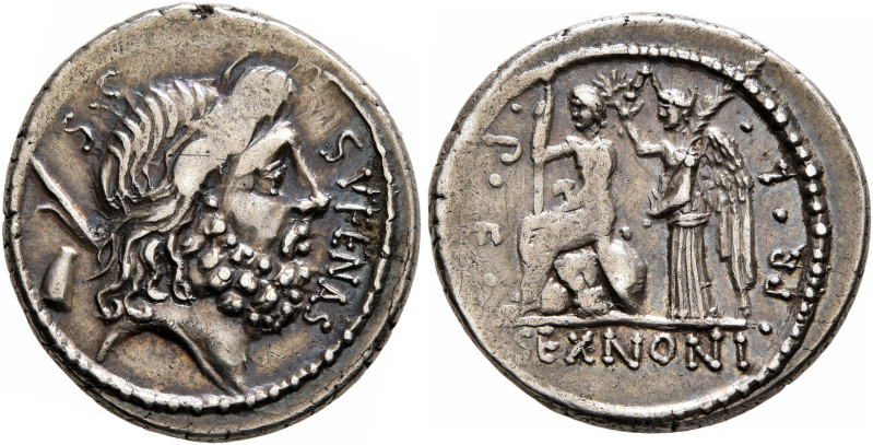 M. Nonius Sufenas, 59 BC. Denarius (Silver, 19 mm, 3.94 g, 3 h), Rome. SVFENAS S...