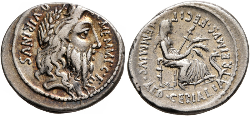 C. Memmius C.f, 56 BC. Denarius (Silver, 20 mm, 3.99 g, 1 h), Rome. C•MEMMI•C•F ...