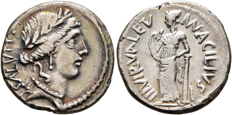 Man. Acilius Glabrio, 49 BC. Denarius (Silver, 18 mm, 3.71 g, 6 h), Rome. SALVTI...