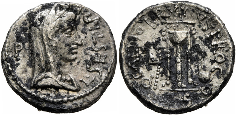 Brutus, † 42 BC. Denarius (Silver, 17 mm, 3.74 g, 12 h), with L. Sestius, proqua...