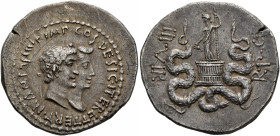 Mark Antony and Octavia, 40-35 BC. Cistophorus (Silver, 27 mm, 12.00 g, 12 h), Ephesus, summer-autumn 39. M ANTONIVS•IMP•COS•DESIG•ITER ET TERT• Conjo...