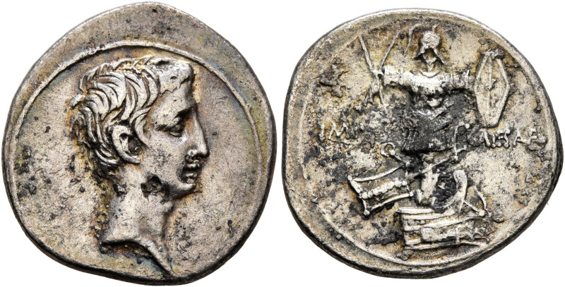 Octavian, 44-27 BC. Denarius (Silver, 19 mm, 3.48 g, 9 h), uncertain Italian min...