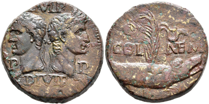 Augustus, with Agrippa, 27 BC-AD 14. Dupondius (Orichalcum, 25 mm, 13.56 g, 6 h)...