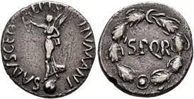 Civil War 68-69 AD. Rhine Legions. Anonymous, circa May/June-December 68. 'S P Q R Group'. Denarius (Silver, 17 mm, 3.28 g, 6 h), uncertain mint in Ga...