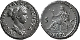 Julia Titi, Augusta, 79-90/1. Dupondius (Orichalcum, 26 mm, 15.84 g, 6 h), Rome, 80-81. IVLIA IMP T AVG F AVGVSTA Draped bust of Julia Titi to right. ...