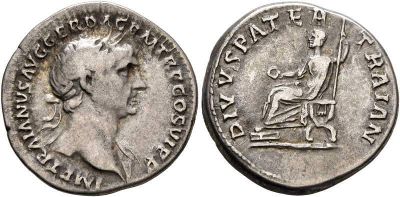 Trajan, 98-117. Denarius (Silver, 18 mm, 3.53 g, 6 h), Rome, 112-113. IMP TRAIAN...