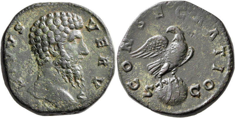 Divus Lucius Verus, died 169. Sestertius (Orichalcum, 30 mm, 24.67 g, 6 h), Rome...