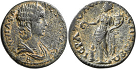 PHRYGIA. Hierapolis. Annia Faustina, Augusta, 221. Tetrassarion (Bronze, 27 mm, 10.10 g, 6 h). ΑΝΝΙΑ ΦΑΥϹΤЄΙΝΑ ϹЄΒ Diademed and draped bust of Annia F...
