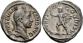 Severus Alexander, 222-235. Denarius (Silver, 19 mm, 3.37 g, 6 h), Rome, 229. IMP SEV ALEXAND AVG Laureate head of Severus Alexander to right. Rev. P ...