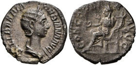 Orbiana, Augusta, 225-227. Denarius (Silver, 17 mm, 2.43 g, 12 h), Rome, 225. SALL BARBIA ORBIANA AVG Diademed and draped bust of Orbiana to right. Re...