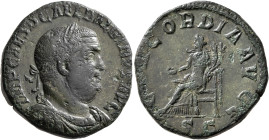 Balbinus, 238. Sestertius (Orichalcum, 28 mm, 17.49 g, 12 h), Rome, circa April-June 238. IMP CAES D CAEL BALBINVS AVG Laureate, draped and cuirassed ...