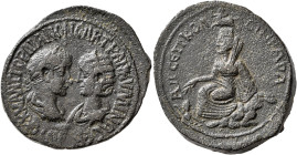 MESOPOTAMIA. Singara. Gordian III, with Tranquillina, 238-244. AE (Bronze, 34 mm, 28.32 g, 5 h), 243-4. AYTOK K M ANT ΓOΡΔIANON CAB TPANKYΛΛINA CЄB La...