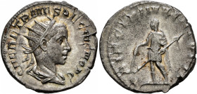 Herennius Etruscus, as Caesar, 249-251. Antoninianus (Silver, 21 mm, 4.41 g, 6 h), Rome, 250-251. Q HER ETR MES DECIVS NOB C Radiate and draped bust o...
