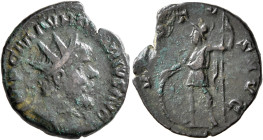 Marius, Romano-Gallic usurper, 269. Antoninianus (Bronze, 19 mm, 3.10 g, 12 h), Cologne. IMP C M AVR MARIVS AVG Radiate and cuirassed bust of Marius t...