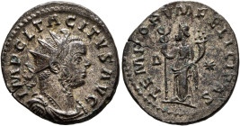 Tacitus, 275-276. Antoninianus (Silvered bronze, 22 mm, 4.00 g, 7 h), Lugdunum, March-April 276. IMP CL TACITVS AVG Radiate, draped and cuirassed bust...
