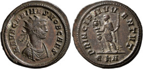 Carinus, as Caesar, 282-283. Antoninianus (Silvered bronze, 22 mm, 4.15 g, 6 h), Rome, 282. M AVR CARINVS NOB CAES Radiate, draped and cuirassed bust ...