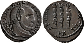 Alexander of Carthage, usurper, 308-310. Follis (Bronze, 20 mm, 4.55 g, 12 h), Carthage, spring-summer 310. IMP ALEXANDER P F AVG Laureate head of Ale...