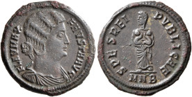 Fausta, Augusta, 324-326. Follis (Bronze, 19 mm, 3.62 g, 12 h), Nicomedia, 325-326. FLAV MAX FAVSTA AVG Draped bust of Fausta to right. Rev. SPES REI ...