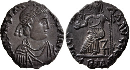 Constantine III, 407-411. Siliqua (Silver, 15 mm, 1.21 g, 12 h), Treveri, 408-411. D N CONSTAN-[TI]NVS P F AVG Pearl-diademed, draped and cuirassed bu...