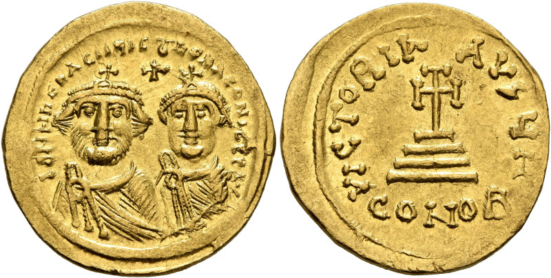 Heraclius, with Heraclius Constantine, 610-641. Solidus (Gold, 21 mm, 4.43 g, 7 ...