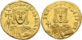 Nicephorus I, with Stauracius, 802-811. Solidus (Gold, 19 mm, 4.35 g, 6 h), Constantinopolis, 803-811. ҺICIFOROS bASILЄ' Crowned and draped bust of Ni...
