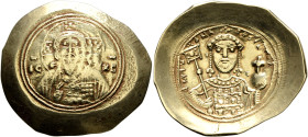 Michael VII Ducas, 1071-1078. Histamenon (Electrum, 30 mm, 4.43 g, 6 h), Constantinopolis. Bust of Christ Pantokrator facing, wearing tunic and palliu...