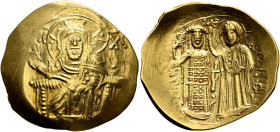 John III Ducas (Vatatzes), emperor of Nicaea, 1222-1254. Hyperpyron (Gold, 27 mm, 4.32 g, 6 h), Magnesia. Christ, nimbate, seated facing on throne, we...