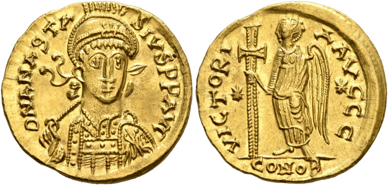 Anastasius I, 491-518. Solidus (Gold, 20 mm, 4.37 g, 6 h), Thessalonica, circa 4...