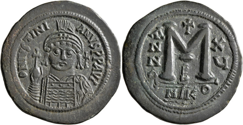 Justinian I, 527-565. Follis (Bronze, 39 mm, 23.37 g, 6 h), Nicomedia, RY 15 = 5...