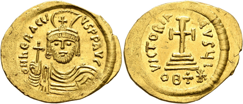 Heraclius, 610-641. Light weight Solidus of 22 Siliquae (Gold, 23 mm, 4.15 g, 6 ...