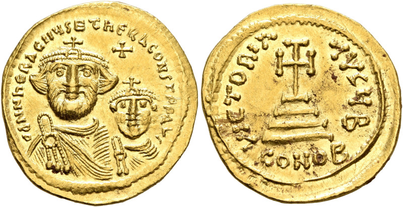 Heraclius, with Heraclius Constantine, 610-641. Solidus (Gold, 21 mm, 4.52 g, 6 ...