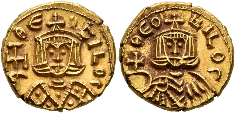 Theophilus, 829-842. Solidus (Gold, 15 mm, 3.89 g, 6 h), Syracuse, 830-831. ΘЄOF...